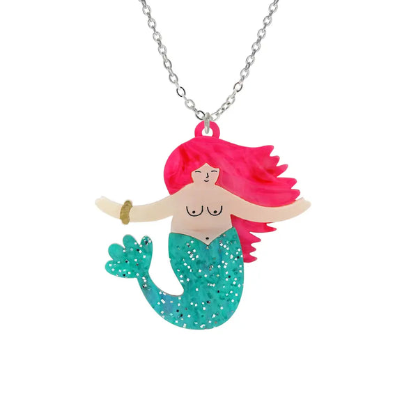 Nudie Mermaid Pendant Necklace (Pink)