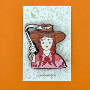 Cowgirl Pin Brooch by Su Owen