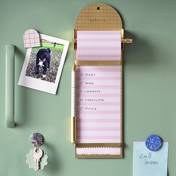 Magnetic Note Roller with Pen Holder and Paper Roll