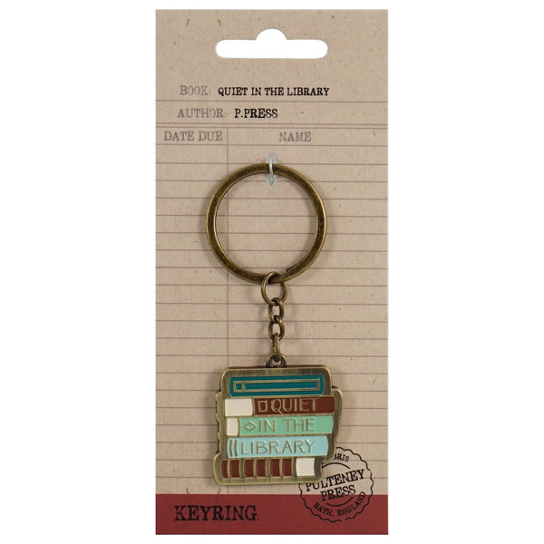 Quiet in the Library Metal Keyring