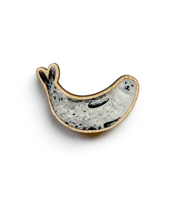Harbour Seal Wooden Pin Badge