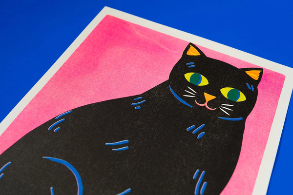 Black Cat Riso Print