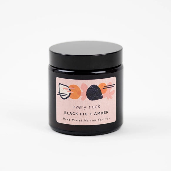 Black Fig & Amber Soy Wax Candle by Every Nook