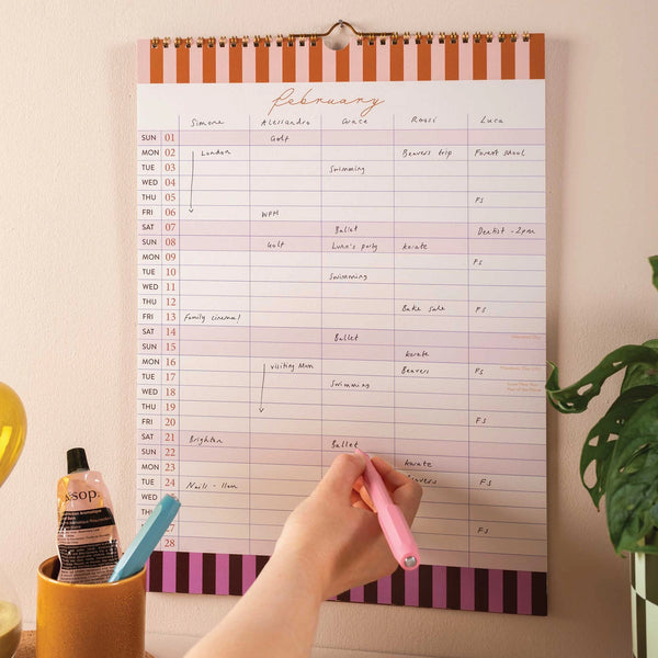 2026 Boho Nouveau A3 Family Planner Calendar