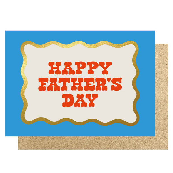 Happy Father's Day Blue with Gold Border
