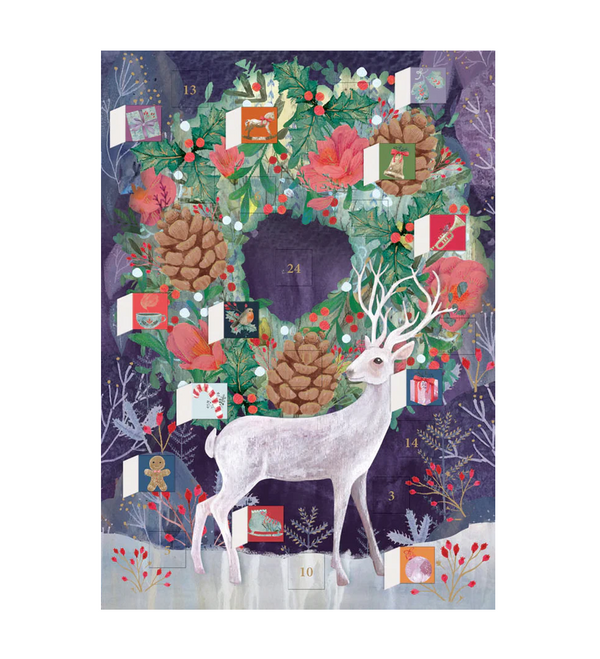 Silver Stag Advent Calendar Card