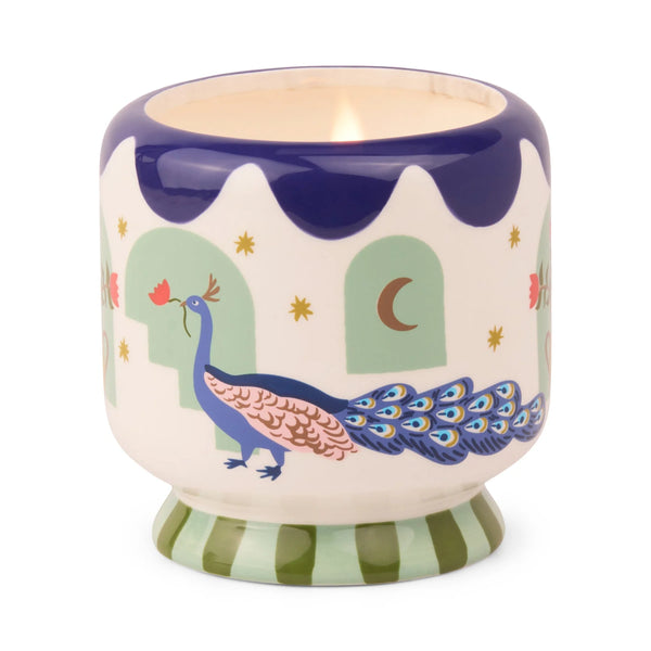 A Dopo Peacock Ceramic Candle - Misted Lime