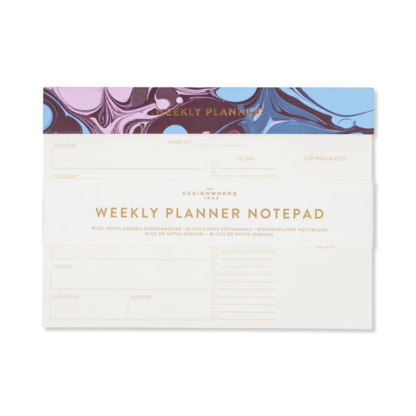 Marble Weekly Planner Notepad - Burgundy Sky