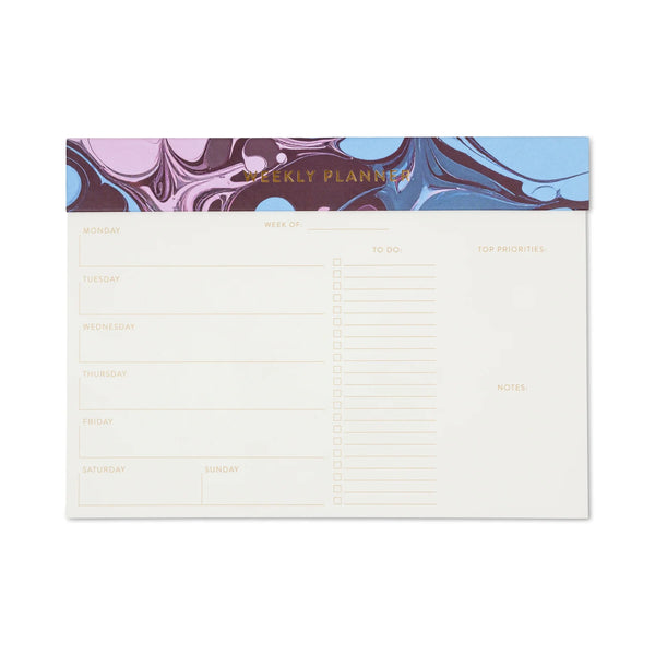Marble Weekly Planner Notepad - Burgundy Sky