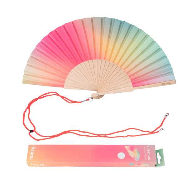 Pink and Green Gradient Hand Fan