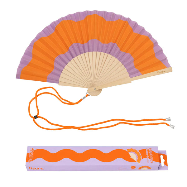 Orange and Purple Waves Hand Fan