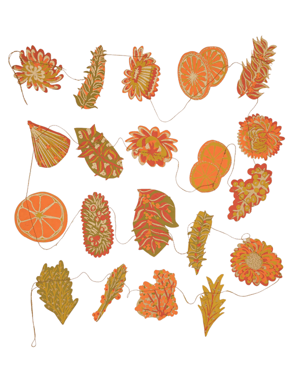 Autumn Blooms Screenprinted Paper Garland