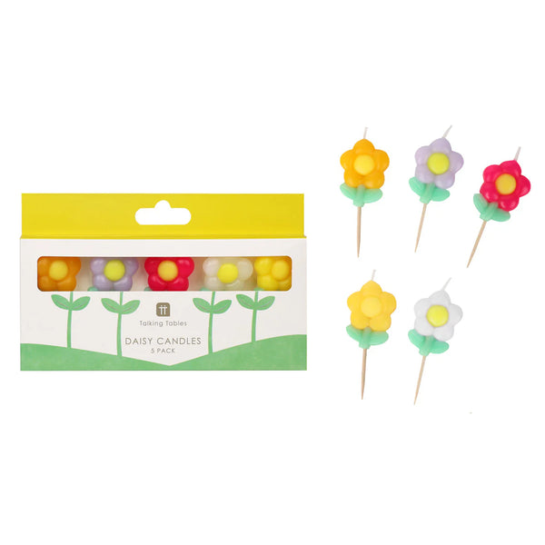 Daisy Multicoloured Birthday Candles - 5 Pack