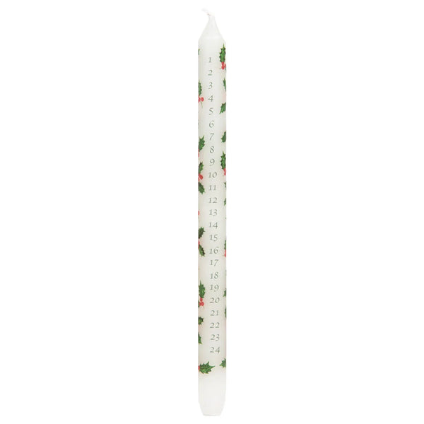 Botanical Holly Christmas Advent Candle