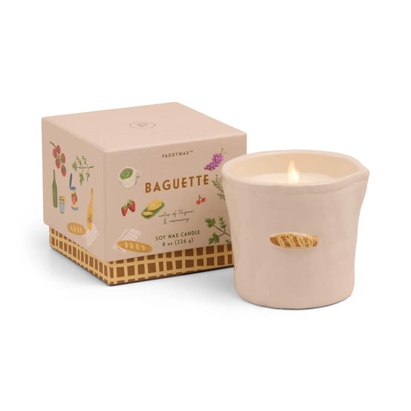 French Baguette Embossed Ceramic Candle - Rosemary & Thyme by Paddywax