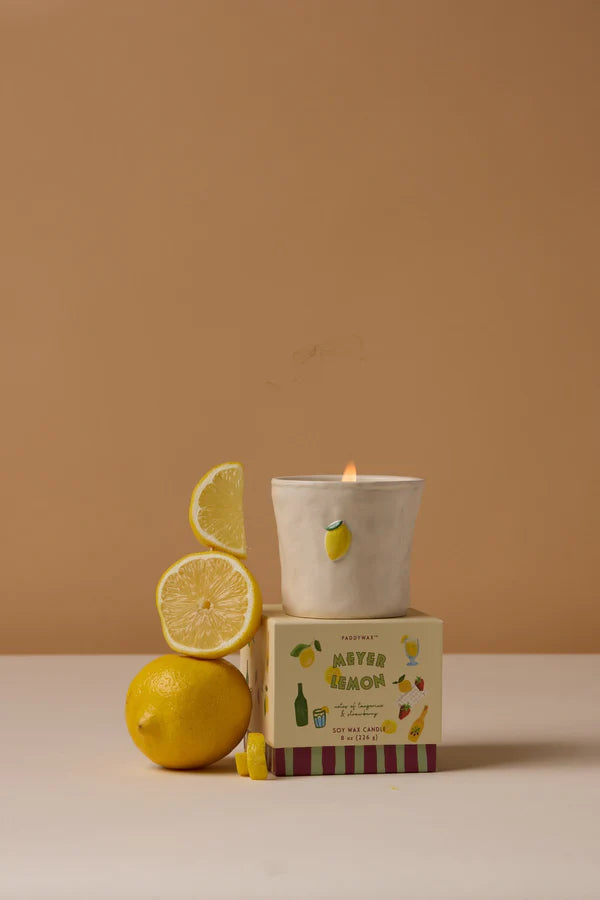 Lemon Embossed Ceramic Candle - Meyer Lemon