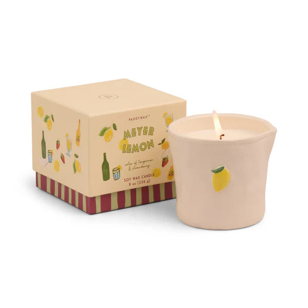 Lemon Embossed Ceramic Candle - Meyer Lemon