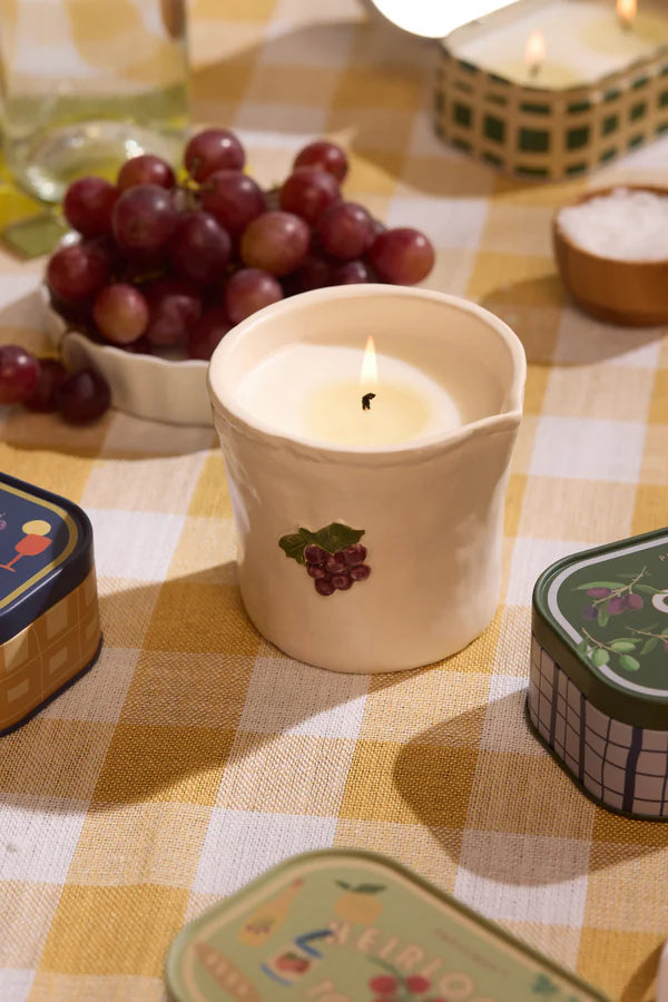 Grapes Embossed Ceramic Candle - Bordeaux Grape