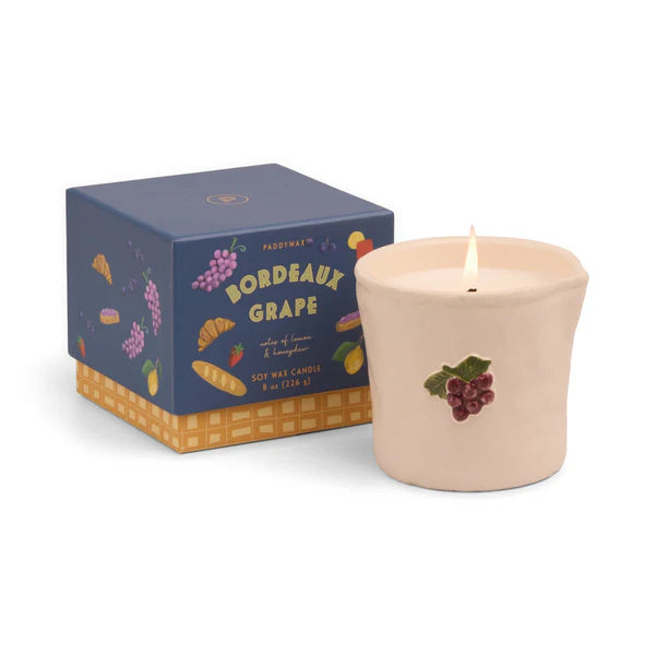 Grapes Embossed Ceramic Candle - Bordeaux Grape