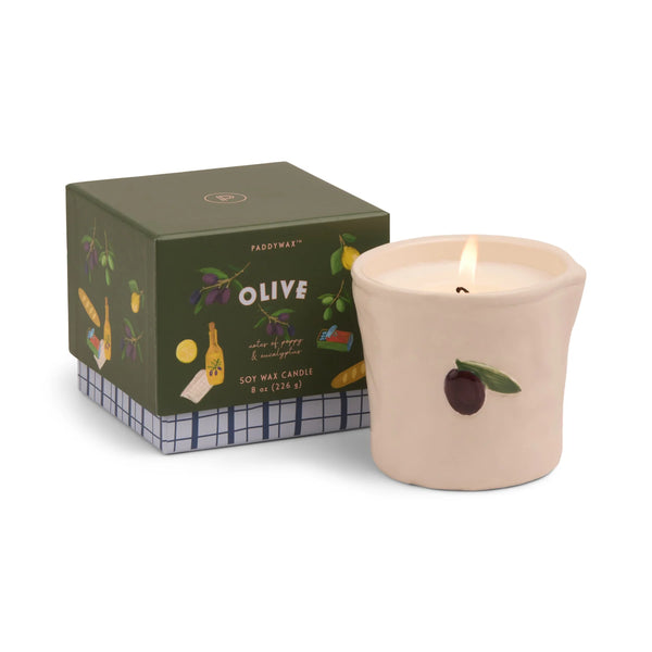 Olive Embossed Ceramic Candle - Fig & Olive by Paddywax