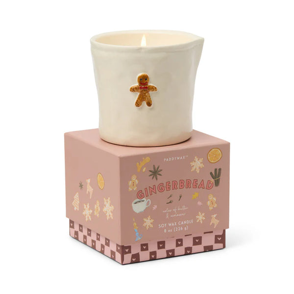 Embossed Ceramic Candle - Gingerbread
