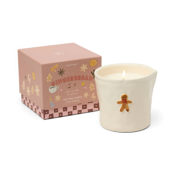 Embossed Ceramic Candle - Gingerbread