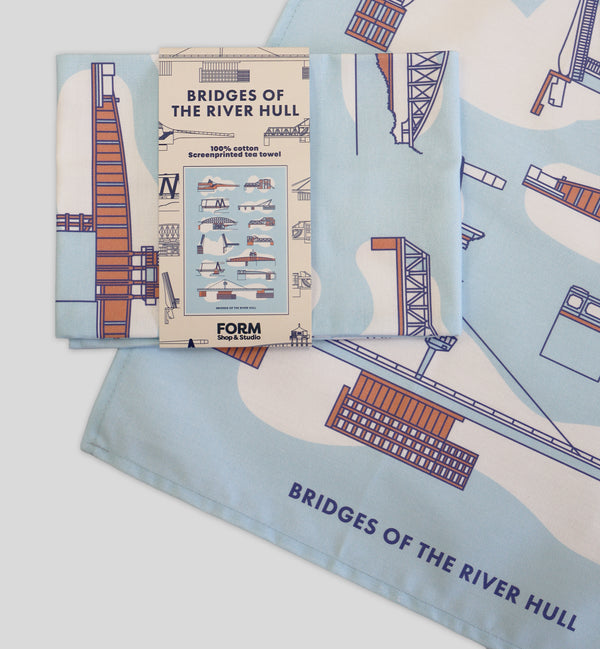 Bridges of the River Hull Screenprinted Tea Towel