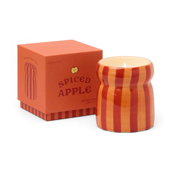 Striped Ceramic Candle - Spiced Apple