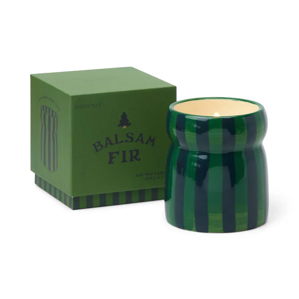 Striped Ceramic Candle - Balsam Fir
