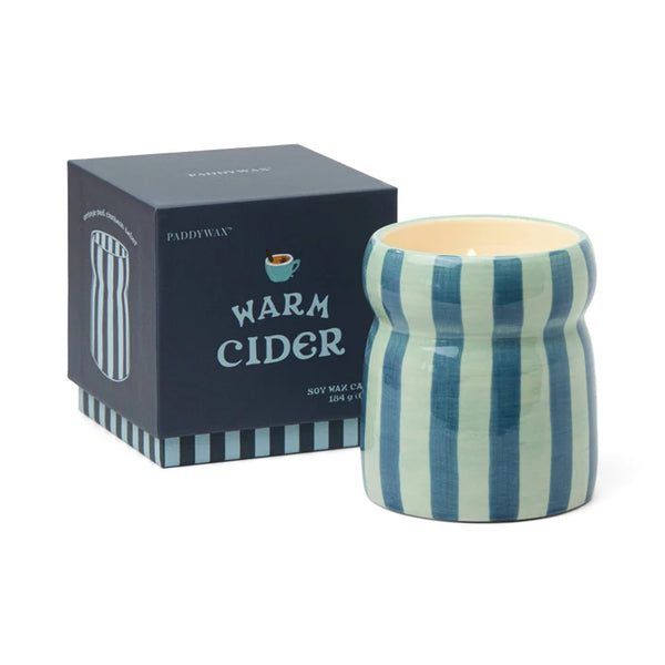 Striped Ceramic Candle - Warm Cider