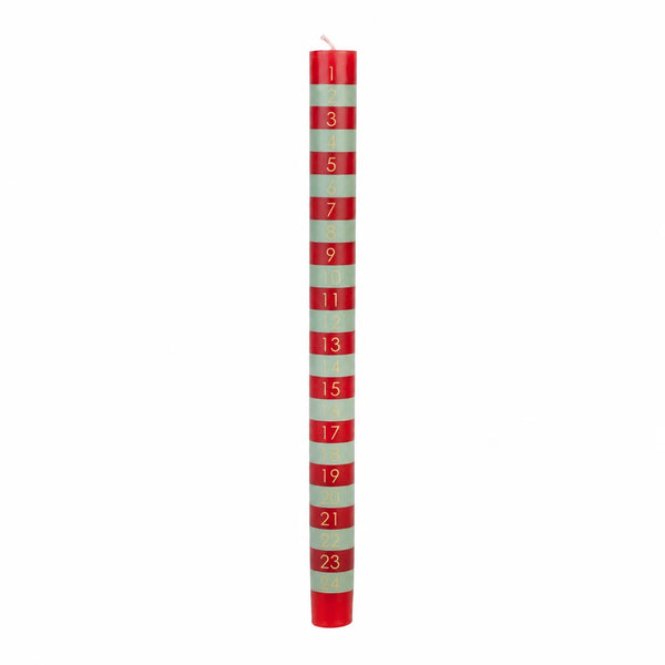 Green & Red Striped Advent Candle