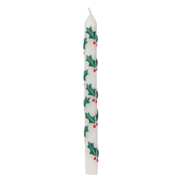 Holly Taper Dinner Candle
