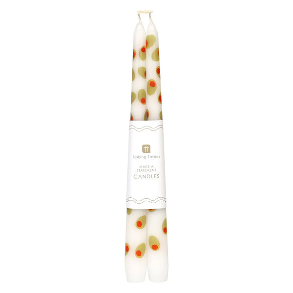 Olive Taper Dinner Candles - 2 Pack