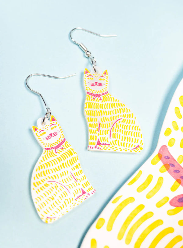 Cat Wearing a Ribbon Earrings by Tatty Devine