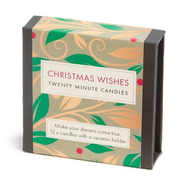 Christmas Wishes - 12 Twenty-Minute Candles and Ceramic Candle Holder