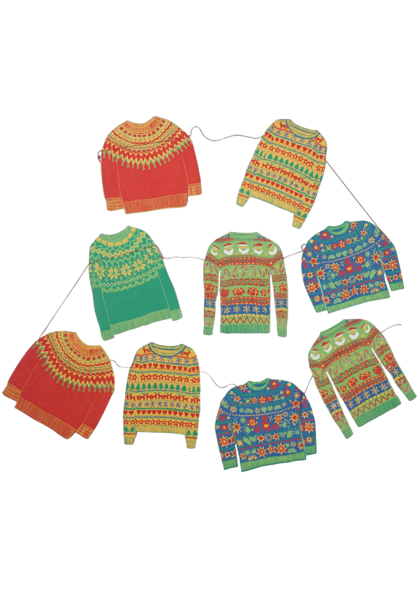 Christmas Jumpers Screenprinted Paper Garland