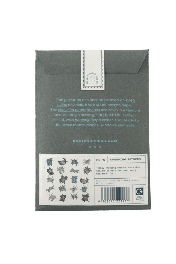 Creeping Spider Screenprinted Paper Garland