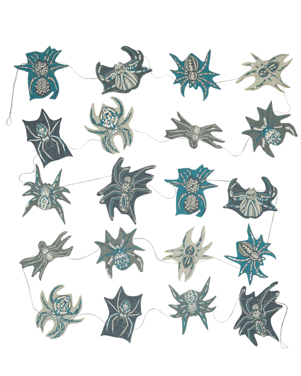 Creeping Spider Screenprinted Paper Garland