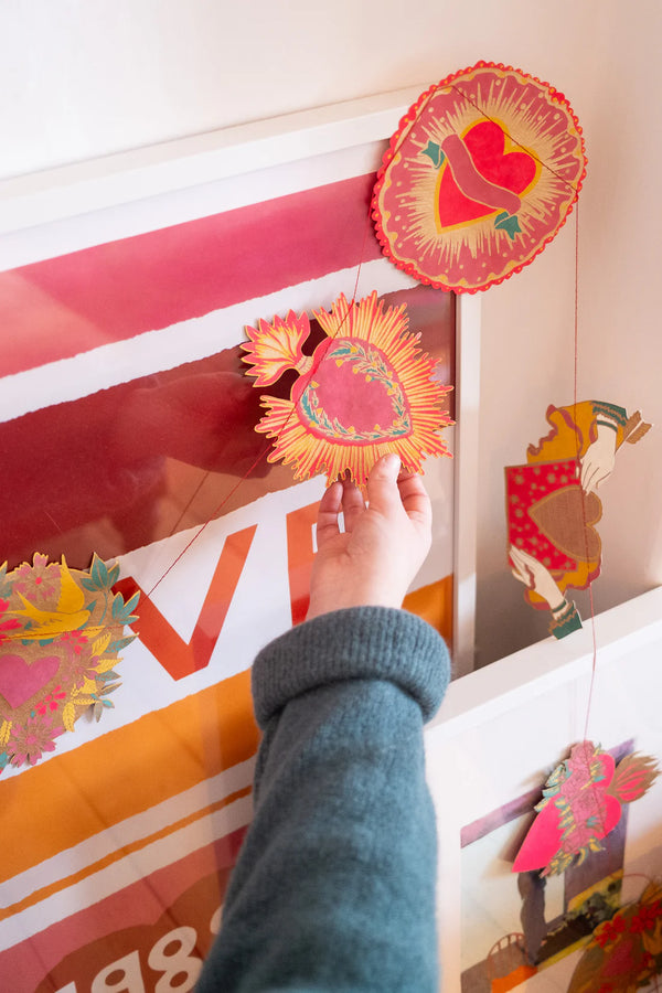 Heart Screenprinted Paper Garland