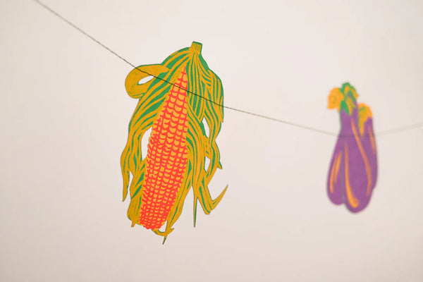 Vegetable Screenprinted Paper Garland