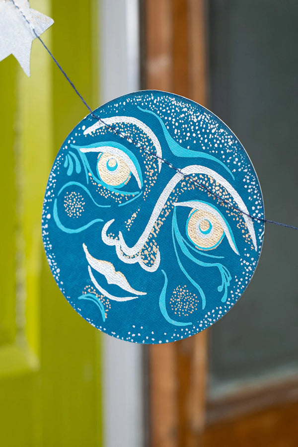 Man on the Moon Screenprinted Paper Garland