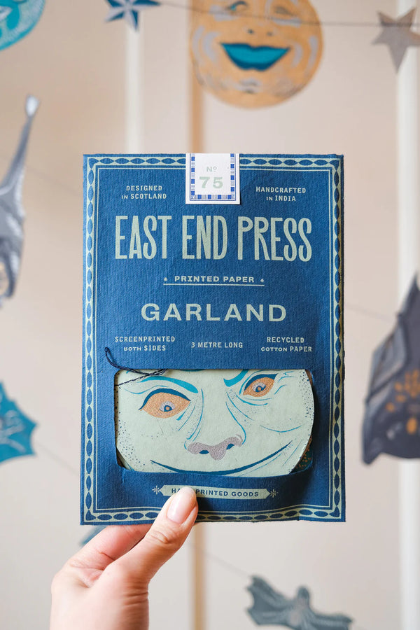 Man on the Moon Screenprinted Paper Garland