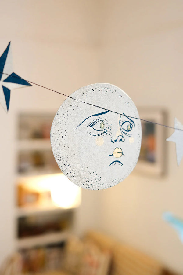 Man on the Moon Screenprinted Paper Garland