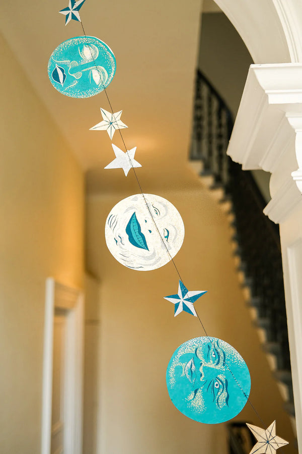 Man on the Moon Screenprinted Paper Garland
