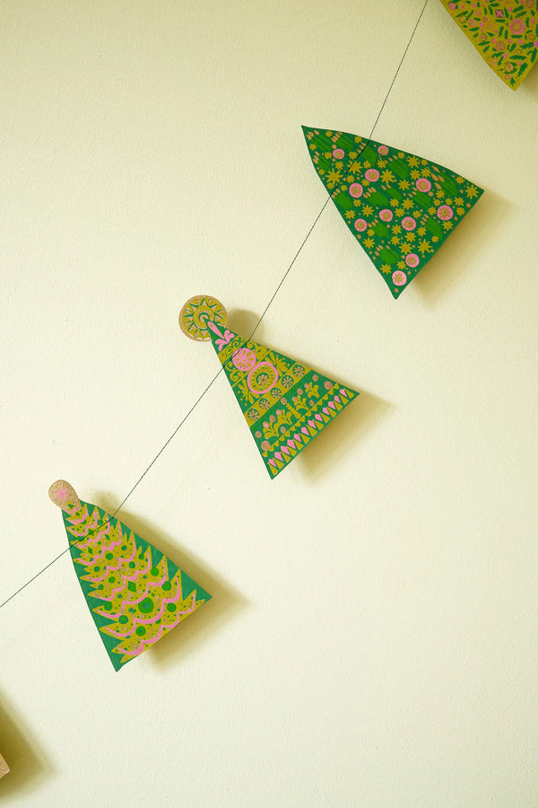 Midcentury Trees Screenprinted Paper Garland
