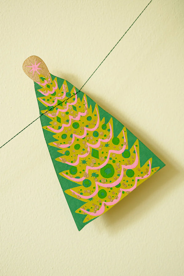 Midcentury Trees Screenprinted Paper Garland