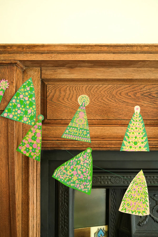 Midcentury Trees Screenprinted Paper Garland