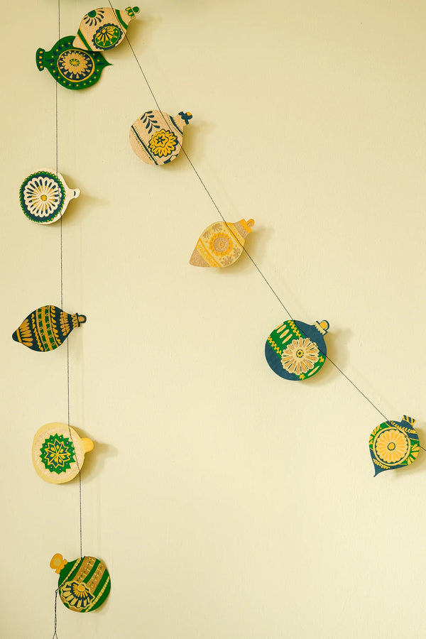 Christmas Ornaments Screenprinted Paper Garland