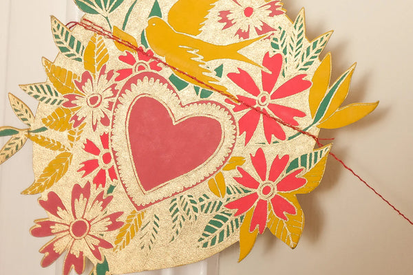 Heart Screenprinted Paper Garland