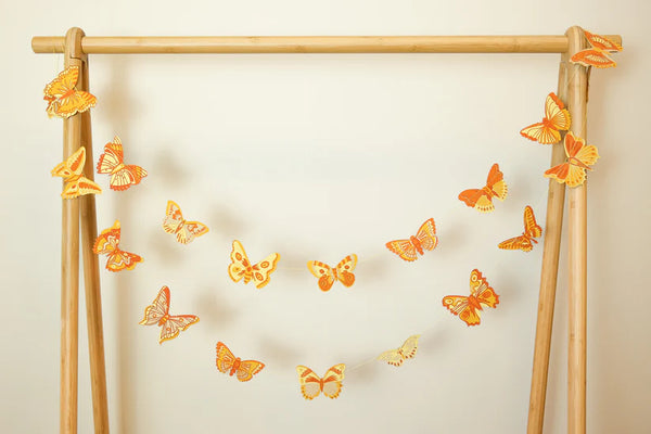 British Butterfly Screenprinted Paper Garland